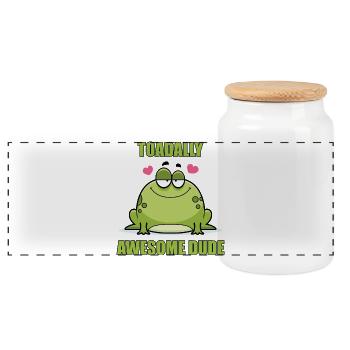 Toadally Awesome Dude - Panoramic Cookie Jar with Wooden Lid - white - Front