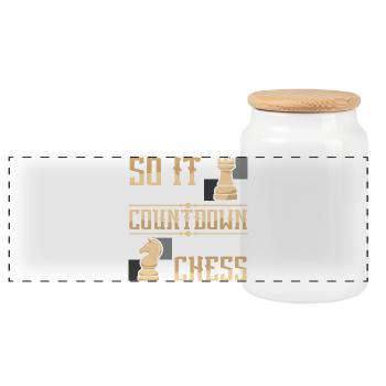 Chess Chess Player Chessboard - Panoramic Cookie Jar with Wooden Lid - white - Front