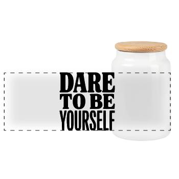 Dare To Be Yourself - Panoramic Cookie Jar with Wooden Lid - white - Front