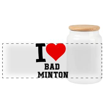 J’adore le badminton - Boîte à biscuits avec couvercle en bois - blanc - Devant