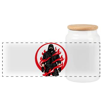 Flames Ninja Circle - Panoramic Cookie Jar with Wooden Lid - white - Front