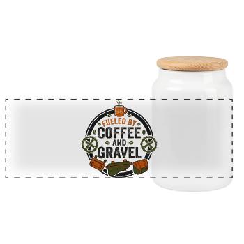 Powered By Coffee And Gravel Cycling Shirt - Panorama Keksdose mit Holzdeckel - Weiß - Vorne