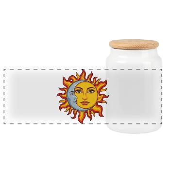 Sun and Moon Combined - Panoramic Cookie Jar with Wooden Lid - white - Front