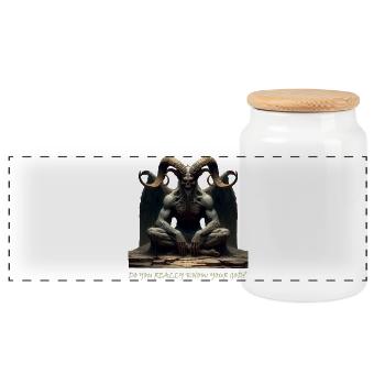 Demonic Night Guardian - Panoramic Cookie Jar with Wooden Lid - white - Front