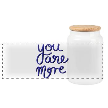 You are more - Panoramic Cookie Jar with Wooden Lid - white - Front