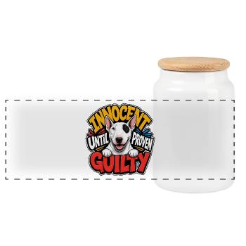 Bull Terrier - Panoramic Cookie Jar with Wooden Lid - white - Front