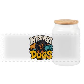 Dachshund - Panoramic Cookie Jar with Wooden Lid - white - Front