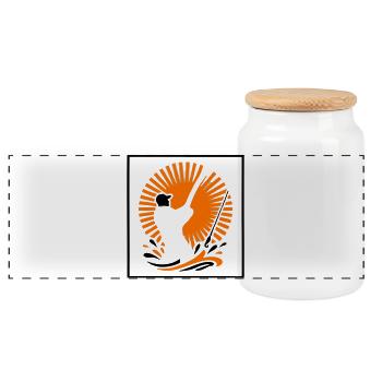 Angler Sunset Logo - Panoramic Cookie Jar with Wooden Lid - white - Front