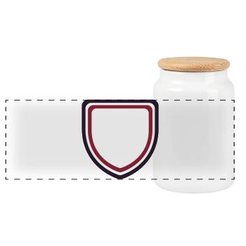 Armoiries encadré Bordeaux - Concevez votre propre texte - Boîte à biscuits avec couvercle en bois - blanc - Devant