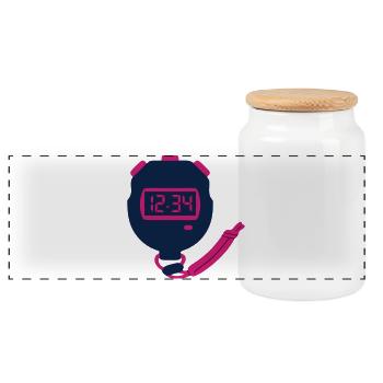 Stopwatch Timer Sport Icon - Panoramic Cookie Jar with Wooden Lid - white - Front