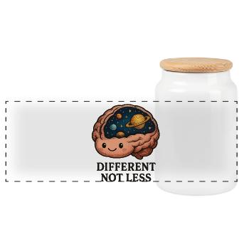 Cosmic brain space with planets - Panoramic Cookie Jar with Wooden Lid - white - Front