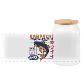 Kanpachi Salzwasser Apparel - Panorama Keksdose mit Holzdeckel - Weiß - Vorne