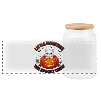 Little Monsters The Spooky Crew - Panoramic Cookie Jar with Wooden Lid - white - Front
