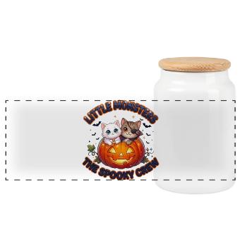 Little Monsters The Spooky Crew - Panoramic Cookie Jar with Wooden Lid - white - Front