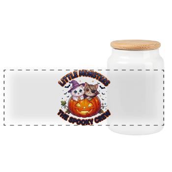 Little Monsters The Spooky Crew - Panoramic Cookie Jar with Wooden Lid - white - Front