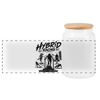 Course hybride - Athlète hybride - Boîte à biscuits avec couvercle en bois - blanc - Devant