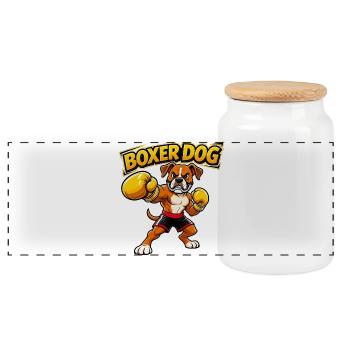 Design drôle de chien boxeur boxeur (design original) - Boîte à biscuits avec couvercle en bois - blanc - Devant