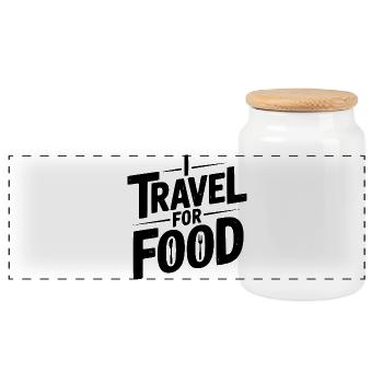 Ich reise zum Essen - Panorama Keksdose mit Holzdeckel - Weiß - Vorne