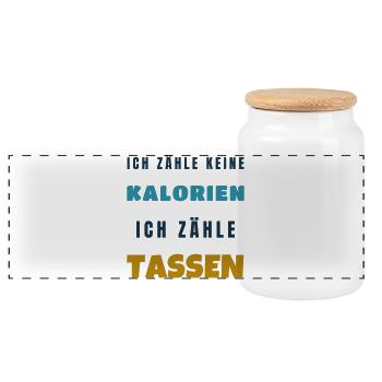 Ich zähle keine Kalorien ich zähle Tassen - Panorama Keksdose mit Holzdeckel - Weiß - Vorne