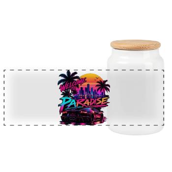Neon Paradise - Panorama Keksdose mit Holzdeckel - Weiß - Vorne