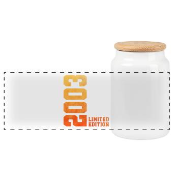 23. Geburtstag limited edition 2003 jahrgang 2003 - Panorama Keksdose mit Holzdeckel - Weiß - Vorne