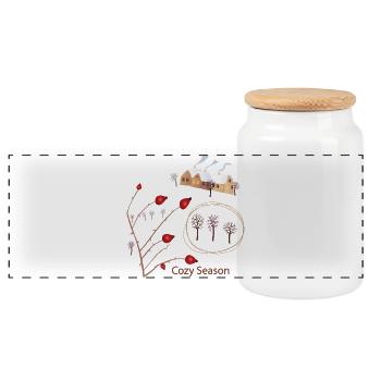 Cozy Winter - Panorama Keksdose mit Holzdeckel - Weiß - Vorne