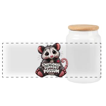 Emotional Support Possum - Panorama Keksdose mit Holzdeckel - Weiß - Vorne