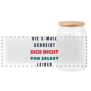 Die E-Mail schreibt sich nicht von selbst Büro - Panorama Keksdose mit Holzdeckel - Weiß - Vorne