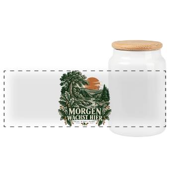 Morgen wächst hier – Waldlandschaft - Panorama Keksdose mit Holzdeckel - Weiß - Vorne