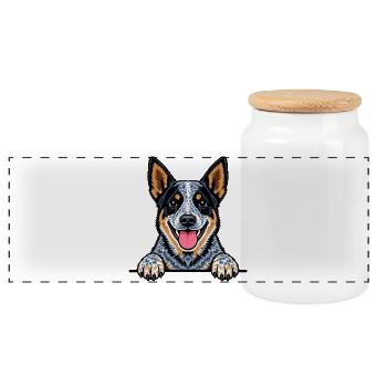 Australian Cattle Dog - Panorama Keksdose mit Holzdeckel - Weiß - Vorne