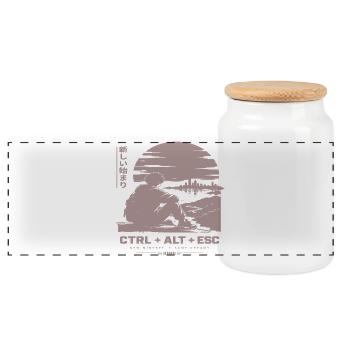 Neue Horizonte: CTRL ALT ESC Retro-Szene - Panorama Keksdose mit Holzdeckel - Weiß - Vorne