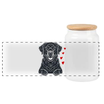 Labrador Hund Lustiges Schlafshirt Hunde Geschenk - Panorama Keksdose mit Holzdeckel - Weiß - Vorne
