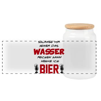 Wasser reichen Bier trinken Alkohol Sprüche - Panorama Keksdose mit Holzdeckel - Weiß - Vorne