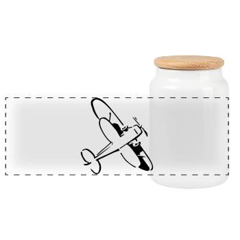 Flugzeug - Panoramic Cookie Jar with Wooden Lid - white - Front