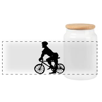 Bicycle police - Panoramic Cookie Jar with Wooden Lid - white - Front
