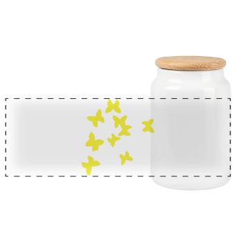 Gelbe Sommervögel - Panoramic Cookie Jar with Wooden Lid - white - Front