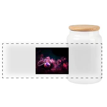 Neon-Basketball - Panorama Keksdose mit Holzdeckel - Weiß - Vorne
