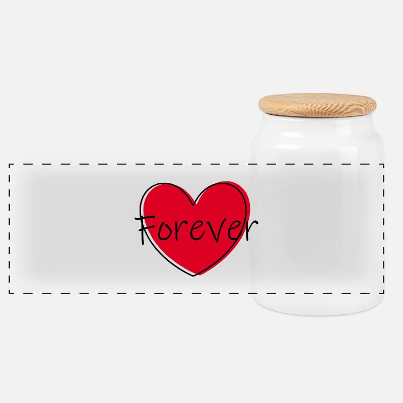 rotes Herz rot Herzen rot Herz Geschenk  - Panorama Keksdose mit Holzdeckel - Weiß