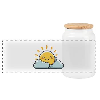 Sunshine - Panoramic Cookie Jar with Wooden Lid - white - Front