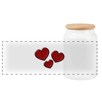 ICH LIEBE DICH. ICH LIEBE DICH. LIEBE. LIEBE. HERZ - Panorama Keksdose mit Holzdeckel - Weiß - Vorne