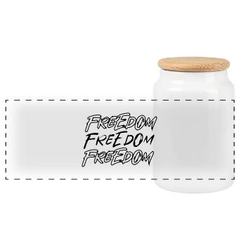 Triple Freedom Graffiti Font - Panoramic Cookie Jar with Wooden Lid - white - Front