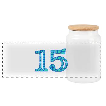 15. 15 YEARS. 15th ANNIVERSARY. 15 YEAR ANNIVERSARY. - Panoramic Cookie Jar with Wooden Lid - white - Front