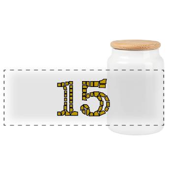 15. 15 YEARS. 15th ANNIVERSARY. 15 YEAR ANNIVERSARY. - Panoramic Cookie Jar with Wooden Lid - white - Front