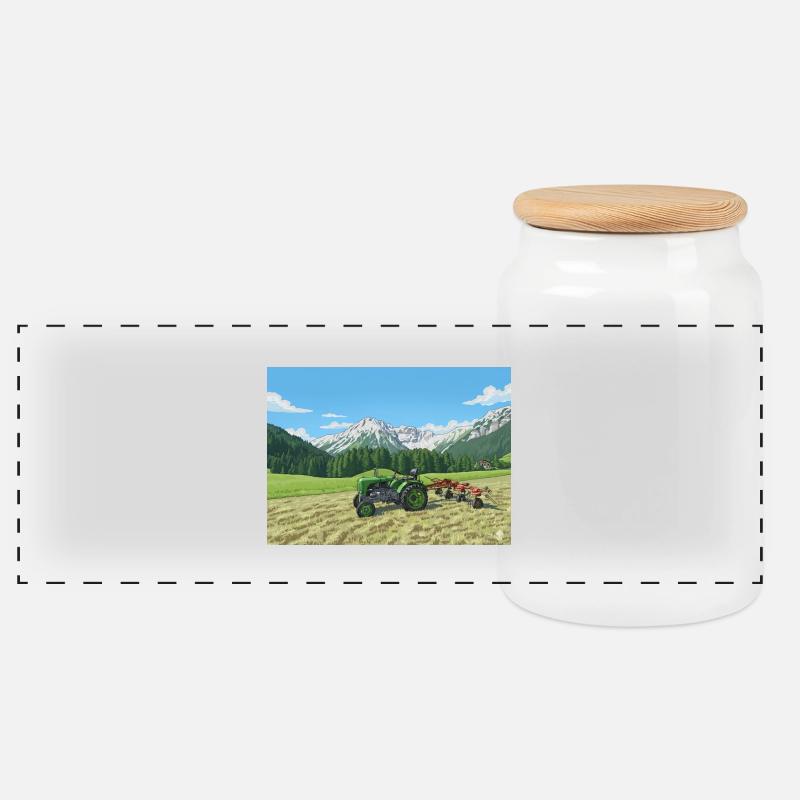 15er Steyr - Panorama Keksdose mit Holzdeckel - Weiß