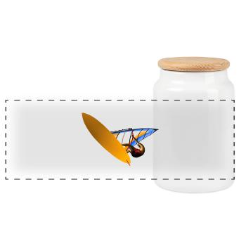Planche à voile Orange Sail Art - Boîte à biscuits avec couvercle en bois - blanc - Devant