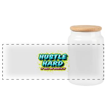 Hustle Hard - It Will Be Worth It - Panorama Keksdose mit Holzdeckel - Weiß - Vorne