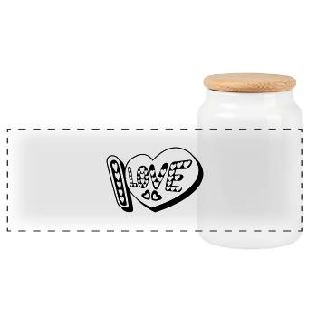 i love - Boîte à biscuits avec couvercle en bois - blanc - Devant