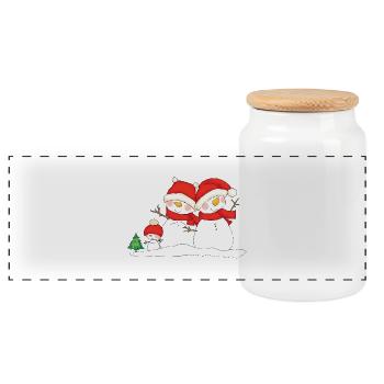 Christmas snowmen. - Panorama Keksdose mit Holzdeckel - Weiß - Vorne