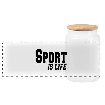 sport is life - Boîte à biscuits avec couvercle en bois - blanc - Devant