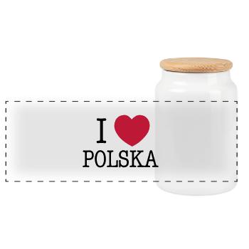 I LOVE POLAND - Panoramic Cookie Jar with Wooden Lid - white - Front